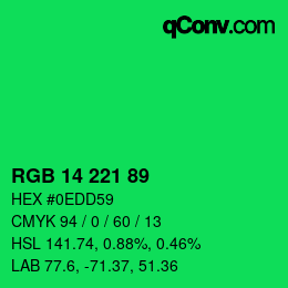 Color code: RGB 14 221 89 | qconv.com