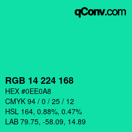 カラーコード: RGB 14 224 168 | qconv.com