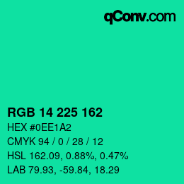 Color code: RGB 14 225 162 | qconv.com
