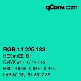 Código de color: RGB 14 225 183 | qconv.com