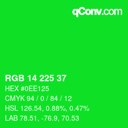 Color code: RGB 14 225 37 | qconv.com