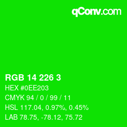 Color code: RGB 14 226 3 | qconv.com