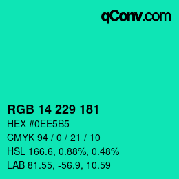 Color code: RGB 14 229 181 | qconv.com