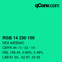 Color code: RGB 14 230 156 | qconv.com