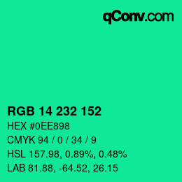 Color code: RGB 14 232 152 | qconv.com
