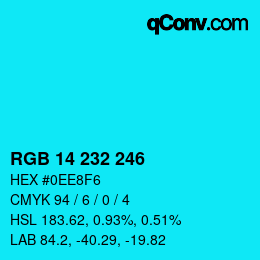 Color code: RGB 14 232 246 | qconv.com