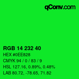 Color code: RGB 14 232 40 | qconv.com