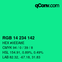 Color code: RGB 14 234 142 | qconv.com
