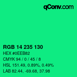 Color code: RGB 14 235 130 | qconv.com