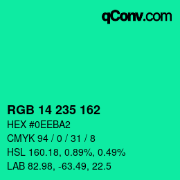 颜色代码: RGB 14 235 162 | qconv.com