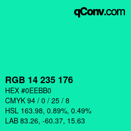 Farbcode: RGB 14 235 176 | qconv.com