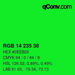 Color code: RGB 14 235 38 | qconv.com