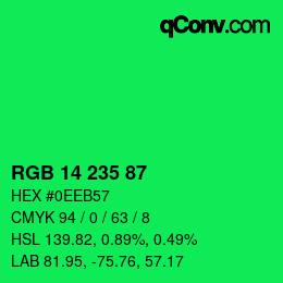 カラーコード: RGB 14 235 87 | qconv.com