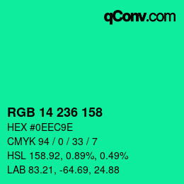 颜色代码: RGB 14 236 158 | qconv.com