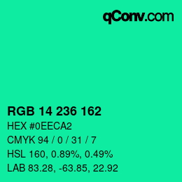 颜色代码: RGB 14 236 162 | qconv.com