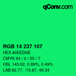 Color code: RGB 14 237 107 | qconv.com