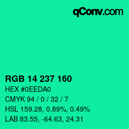 颜色代码: RGB 14 237 160 | qconv.com