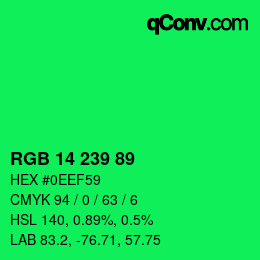 カラーコード: RGB 14 239 89 | qconv.com