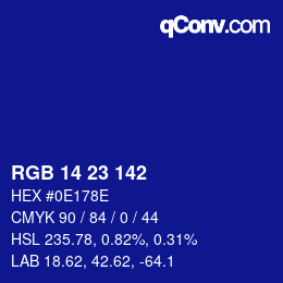 カラーコード: RGB 14 23 142 | qconv.com