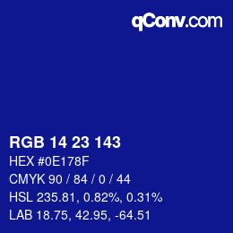 Color code: RGB 14 23 143 | qconv.com