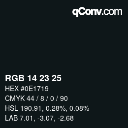 Color code: RGB 14 23 25 | qconv.com