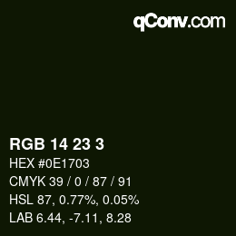 Color code: RGB 14 23 3 | qconv.com