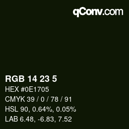Color code: RGB 14 23 5 | qconv.com
