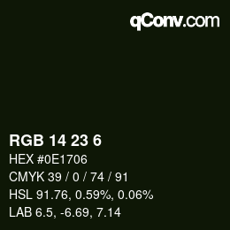 カラーコード: RGB 14 23 6 | qconv.com
