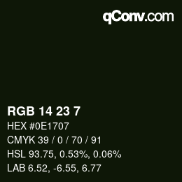 Color code: RGB 14 23 7 | qconv.com