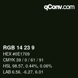 Color code: RGB 14 23 9 | qconv.com