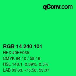 Color code: RGB 14 240 101 | qconv.com