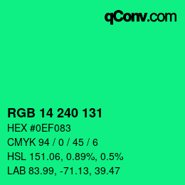 Color code: RGB 14 240 131 | qconv.com