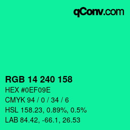 Color code: RGB 14 240 158 | qconv.com