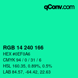 Color code: RGB 14 240 166 | qconv.com