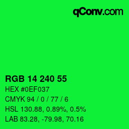 Color code: RGB 14 240 55 | qconv.com