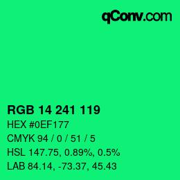 Color code: RGB 14 241 119 | qconv.com