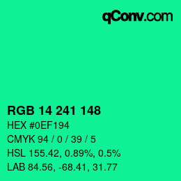 Color code: RGB 14 241 148 | qconv.com