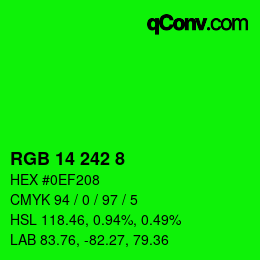 Color code: RGB 14 242 8 | qconv.com