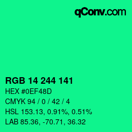 Color code: RGB 14 244 141 | qconv.com