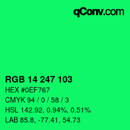 Color code: RGB 14 247 103 | qconv.com