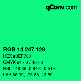 カラーコード: RGB 14 247 128 | qconv.com
