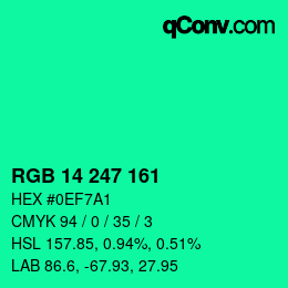 Color code: RGB 14 247 161 | qconv.com