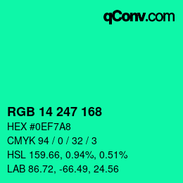 カラーコード: RGB 14 247 168 | qconv.com