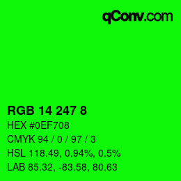 Farbcode: RGB 14 247 8 | qconv.com
