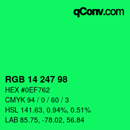 カラーコード: RGB 14 247 98 | qconv.com