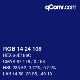 Color code: RGB 14 24 108 | qconv.com