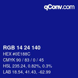 カラーコード: RGB 14 24 140 | qconv.com