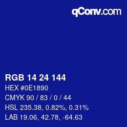 カラーコード: RGB 14 24 144 | qconv.com