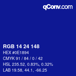 Color code: RGB 14 24 148 | qconv.com