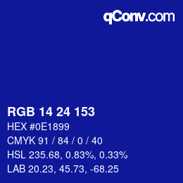 Color code: RGB 14 24 153 | qconv.com